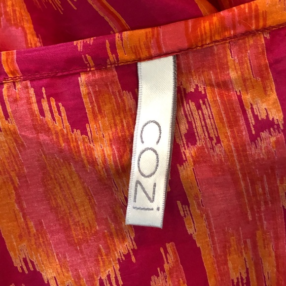 Cozi by Jennifer Hawkins 100% silk pink/orange swim cover-up sz. L - Picture 3 of 6